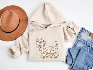 Floral Yorkshire Terrier Dog Hoodie, Yorkie Dog Mom Crewneck Sweatshirt, Dog Mama Cottagecore Shirt, Gift for Dog Lover, New Dog Owner Gift