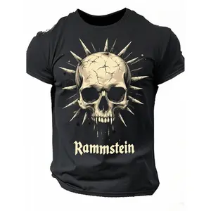 Edgy Rammstein Heavy Metal Band Tee With Spiked Skull And Fang Graphic In Premium 100 Cotton For Concerts And Streetwear