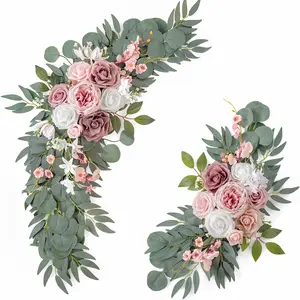 2pcs Wedding Decorative Flowers, Artificial Rose Wreaths, Artificial Silk Flowers, Artificial Silk Roses, Suitable for Outdoor Decoration, Wedding Arch Decoration, Home Decoration, and Welcome Board Decoration, Home Decoration Bouquet