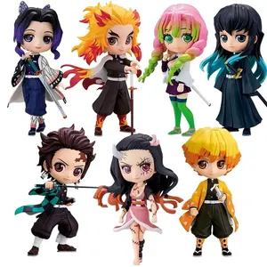 Hot 15cm Anime Demon Slayer Figure Nezuko Tanjirou Zenitsu Inosuke Kyoujurou Giyuu Kawaii Qposket Figural PVC Model Toys Gifts