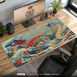 Gyarados Ukiyo-e Wave Mouse Pad - Japanese Style Pokémon Desk Mat, Magikarp Sea Battle Art, Anime Gamer Gift Decor, Desk Mat Gift