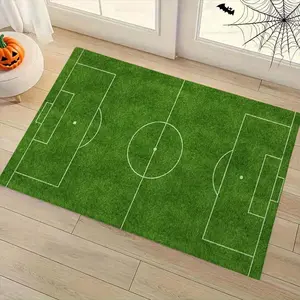 Creative Football Field Rug, Large Sports Stadium Print Game Mat, Non-Slip Living Room & Bedroom Carpet, Teenage Room Decor Gift, Sporty Rug