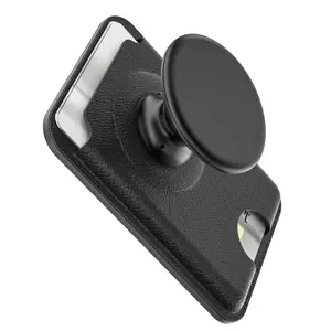 Magnetic Wallet Stand, Phone Holder with 1 Count Ring, Phone Accessories for iPhone 16/15/14/13/12 Series, Fit 2 Cards, Telescopic Lazy Phone Card Holder