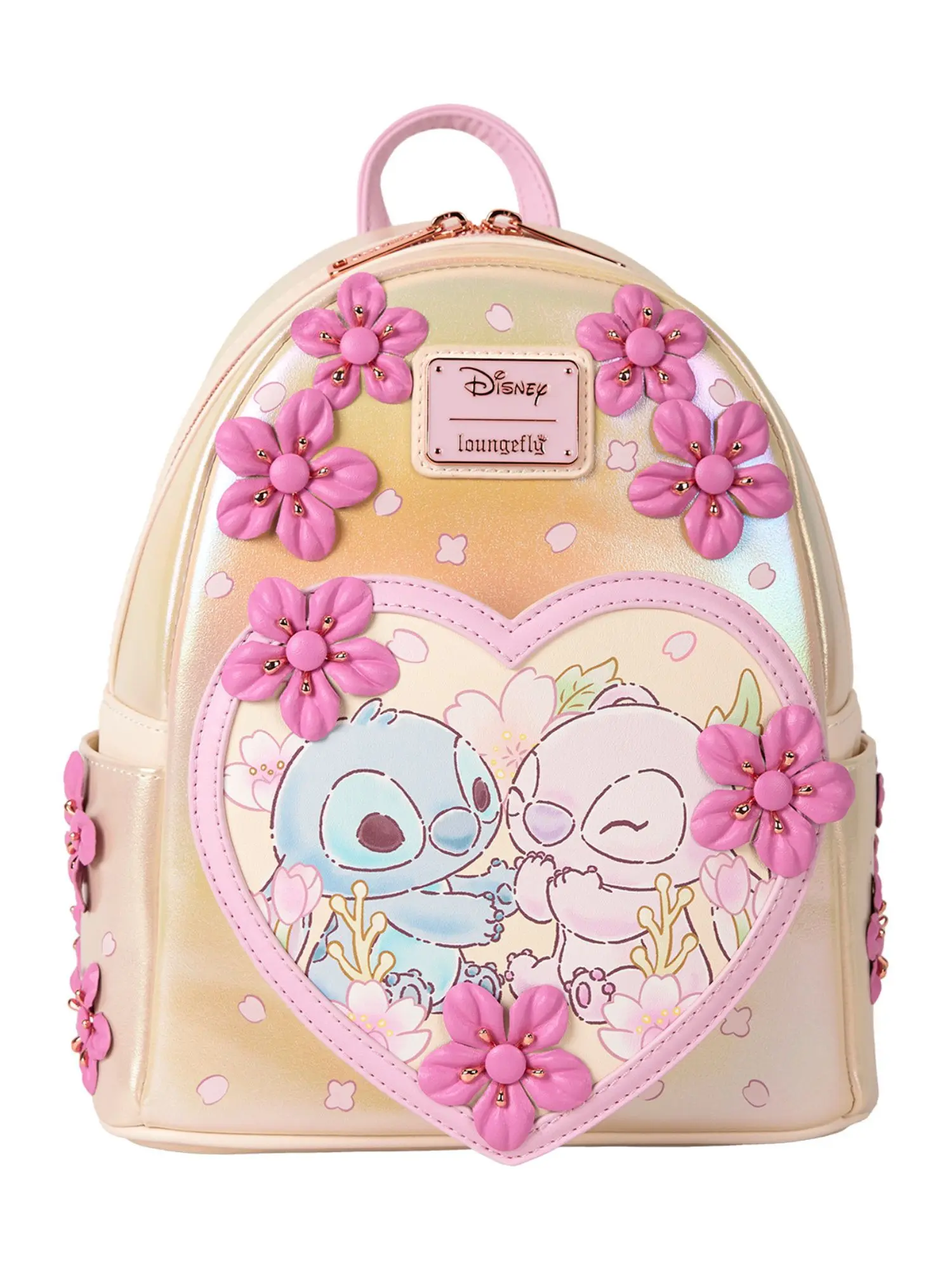 Loungefly Stitch & Angel Mini Backpack Heart Floral Love