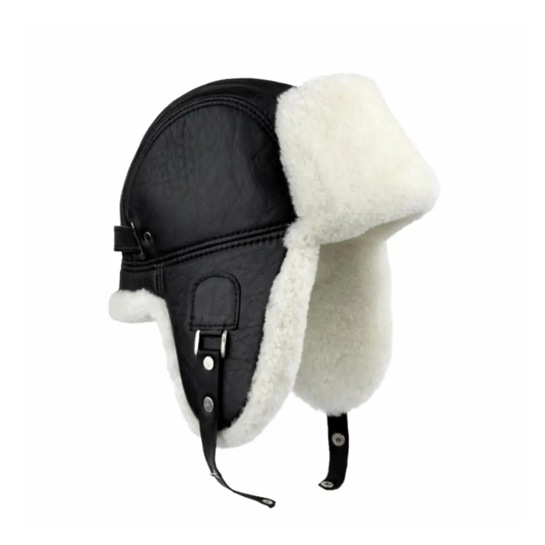 Handmade Aviator Hat - Sheepskin Russian Ushanka, Natural Fur Lined, Sheepskin Trapper Hat
