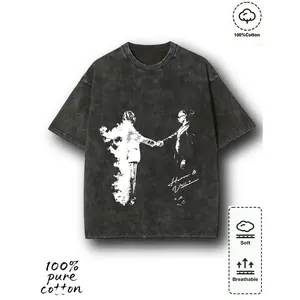 Vintage Subway Roar Heroes and Villains Pattern Cotton Washed T-shirtGiving gifts to people on holidays, giving gifts to good friends or family on Thanksgiving