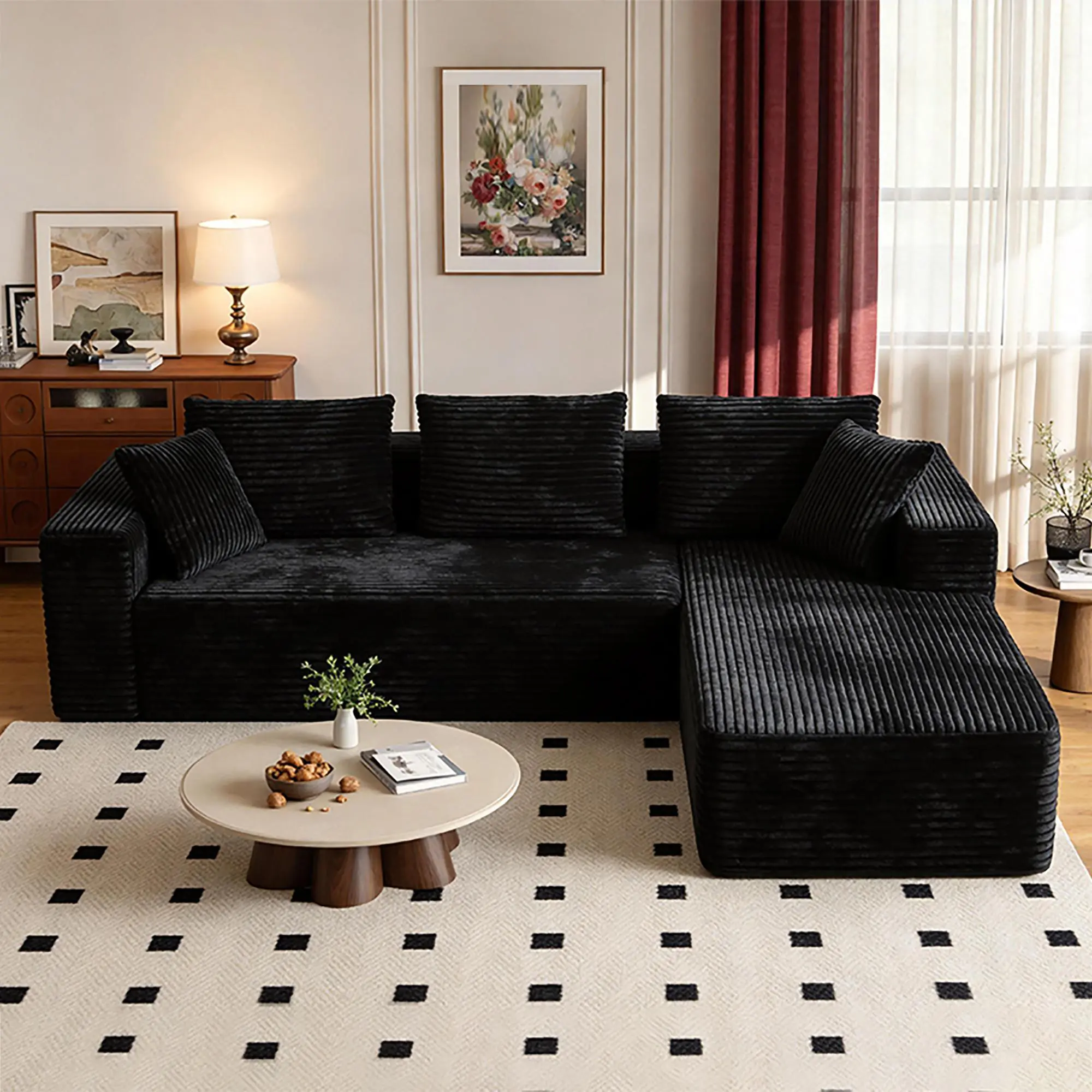 96in-Black Right Chaise