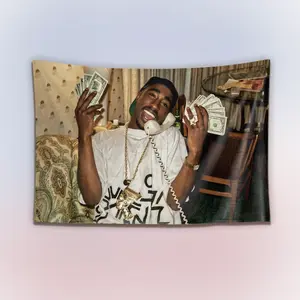 Vintage 2Pac Tapestry, Hip-Hop Rap Legend Wall Hanging Decor, Retro 90s Music Art Banner, Aesthetic Bedroom Studio Wall Art, Gift for Fans