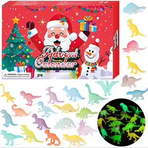 Christmas Calendar, Glow-In-The-Dark Dinosaur Miniature Doll, 24-Day Countdown Ornament, Lovable Christmas Figure for Kids & Adults