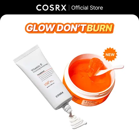 COSRX Glow Don't Burn Brightening Kit for Adults | Anti-Aging Skincare Set with Regular Ed PDRN Under Eye Patches (Dark Circles, Dark Spots) & Vitamin E Sunscreen (Soothing, Skin Repair)