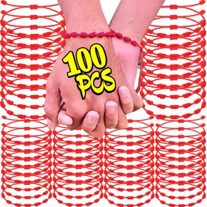 New 2026 100PCS Handmade 7 Knots Red String Bracelet for Lover Protection Lucky Amulet and Friendship Braid Rope Wristband Jewelry Gift for love