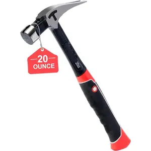 20 oz Heavy Duty One- Forged Hammer, Straight Claw Hammer with   Holder, Rip Claw Hammer with Milled  & Shock-Absorbing Reduction Grip