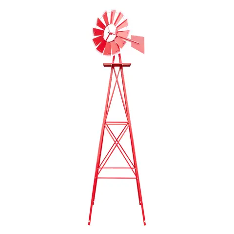 8ft Ga8ft Garden Windmill with Weather Vane - Heavy Duty Metal Outdoor Lawn Decor, 22" Spinning Wheel & Durable Steel for Backyard