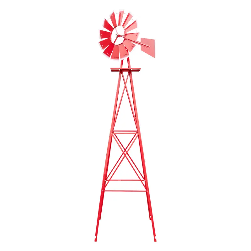 8ft Ga8ft Garden Windmill with Weather Vane - Heavy Duty Metal Outdoor Lawn Decor, 22" Spinning Wheel & Durable Steel for Backyard