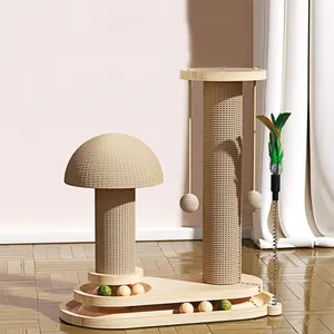Premium Beige MDF Cat Scratcher - Durable Wooden Toy for Healthy Claws