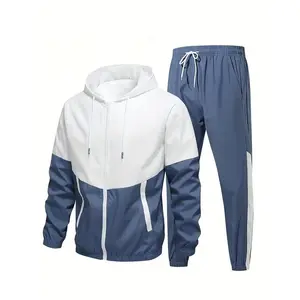 Two-Piece Set Men's Colorblock Zip Up Hoodie & Pants, Regular Fit Casual Hooded & Trousers for Daily Wear, Men's Two-piece Outfits for Spring & Fall