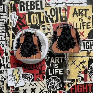 Melanin Magic Kindle Grip & Badge Reel, Women Of Color Art Design Accessories, Phone Holder For Her, Cute Reading Gift, Best Gift Idea