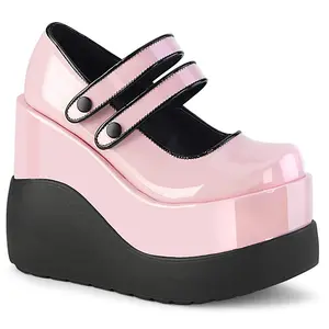 Demonia Void-37 Baby Pink Patent Platforms