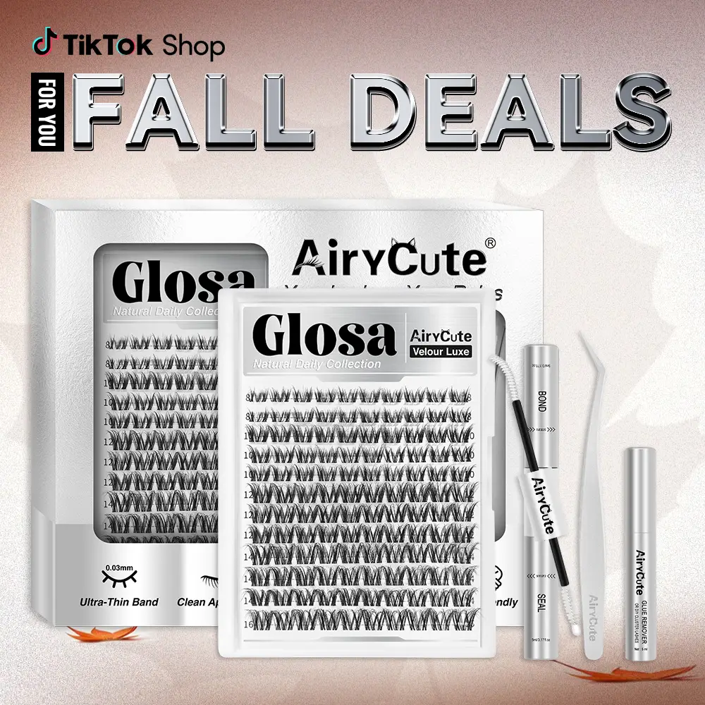 Glosa | AiryCute Velour Luxe Collection Upgrade U Lashes with Ultra-Dense, Waterproof, Long-Lasting Lashes | Vivi | Natural Daily | Beginner-Friendly
