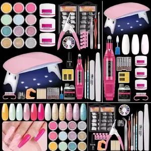 Acrylic nail kit for beginners with everything nail kit acrylic set with drill and U V light professional glitter powder decor