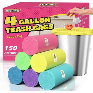 150 Count 4 Gallon Small Trash Bags Unscented Leak-proof Colored Garbage Bags 15 Liter Plastic Wastebasket Can Liners for Office Bedroom Toilet and Car