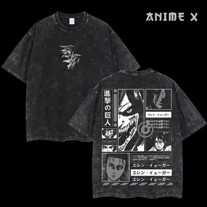 Retro Heavy Attack On Titan Info - AOT Anime Double Printed Vintage Oversized Washed Tee