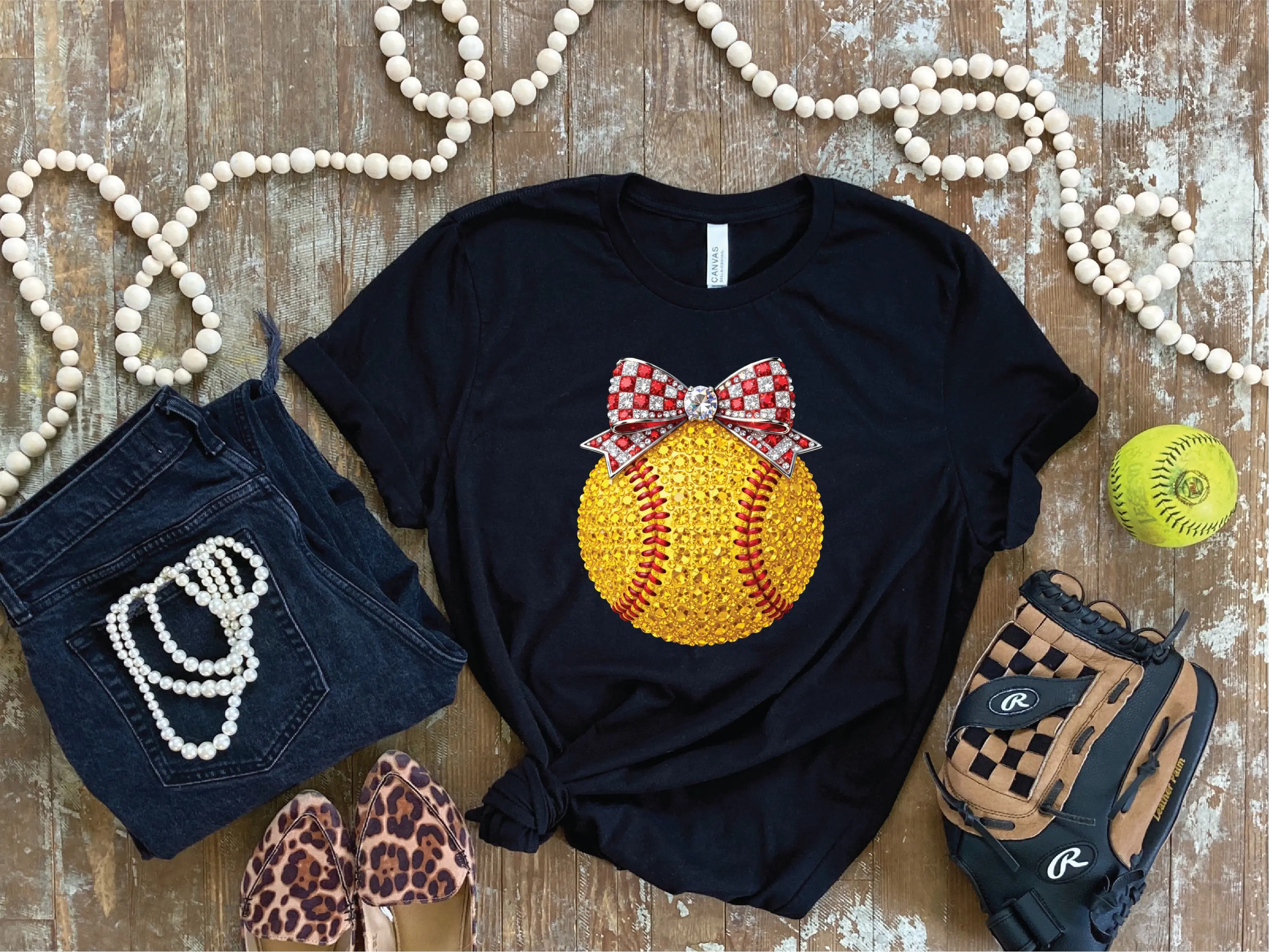 Softball Faux Rhinestone Ball - Unisex Comfort Color Graphic Tee