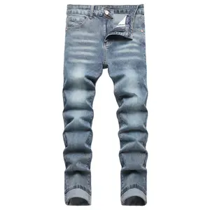 JUNBAOSS Men's Slim Fit Stretch Jeans Ripped Skinny Jeans for Men, Distressed Straight Leg Fashion Casual Popular Chic Comfort Flex Waist Denim Pants, Menswear Classic Street Style Cotton Fabric Jean Natural Hipster Personalized Stylish Jeans with Pockets