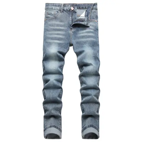 JUNBAOSS Men's Slim Fit Stretch Jeans Ripped Skinny Jeans for Men, Distressed Straight Leg Fashion Casual Popular Chic Comfort Flex Waist Denim Pants, Menswear Classic Street Style Cotton Fabric Jean Natural Hipster Personalized Stylish Jeans with Pockets