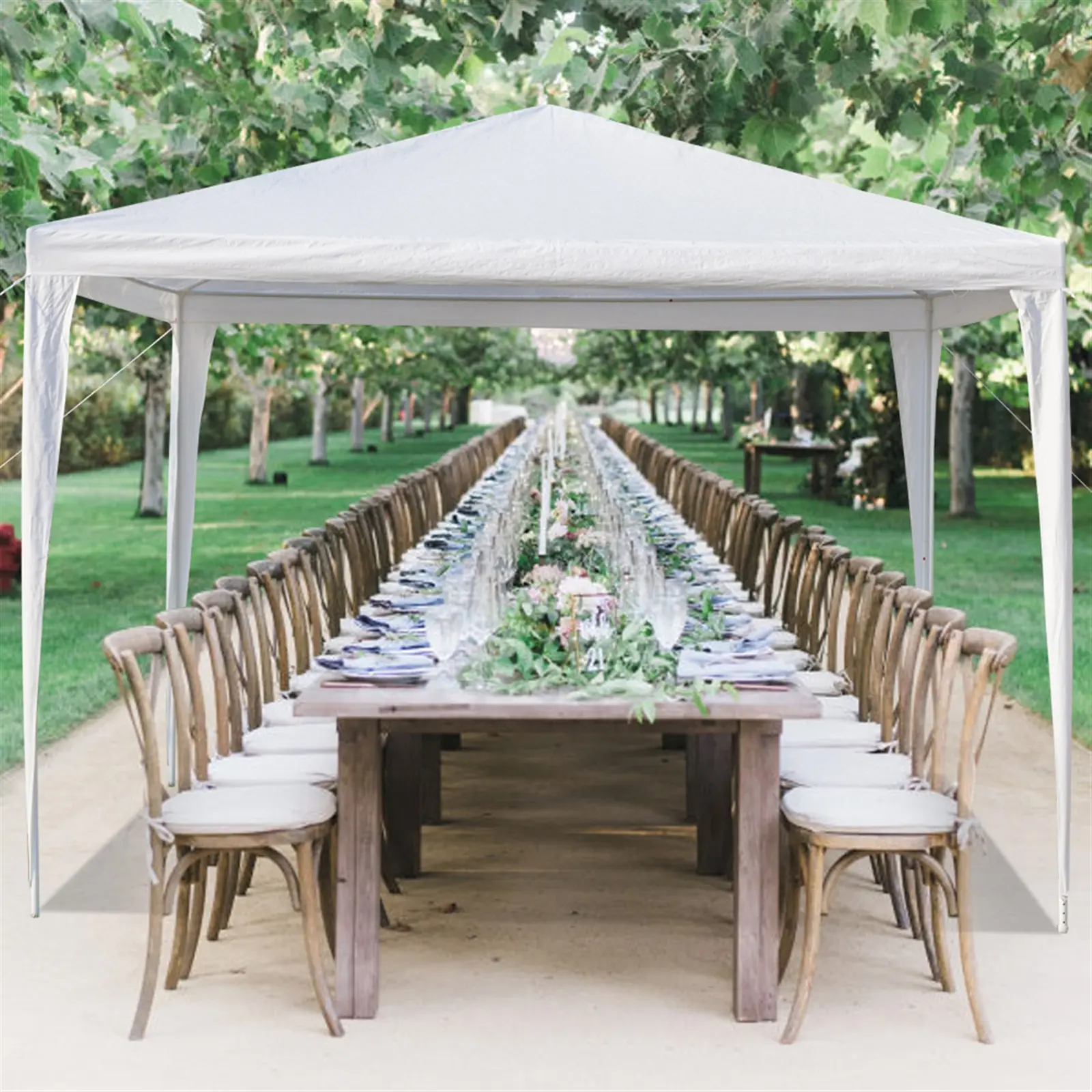 Square Heavy-Duty PE Fabric Waterproof Tent (3x3m/10x10FT) with Spiral Tube Frame, Easy Assembly Outdoor Canopy Shelter for Wedding Party, Outdoor Event, 10X10 Ft, 12.13 Lbs, Lightweight, Compact Fit, Portable, Pe Cloth, Ground Stake, Large Outdoor Tents