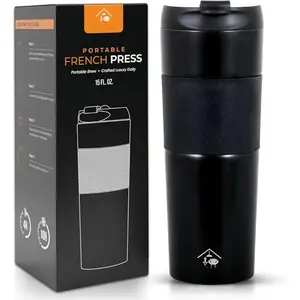 Travel  Press Black15oz Stainless Steel Double-Walled Vacuum Insulated Travel Coffee Mug with Leak-Proof Lock Lid, Keeps Coffee Hot 4Hrs Portable for Camping, Office, ,   for Dad