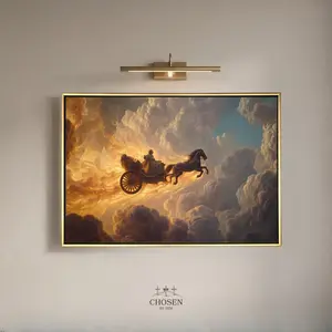 Elijah Chariot Fire Christian Wall Art, Bible Decor, Framed Canvas Print