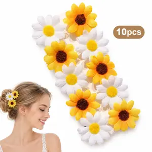10 Pcs & Sunflower Hair Clips, Sweet Style Girl Hair Clips, Perfect for Daily Use, Fashionable Hair Accessory