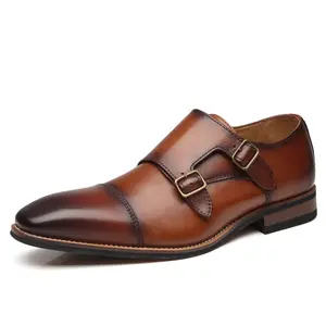Men's Cap Toe Monk Strap — Brown