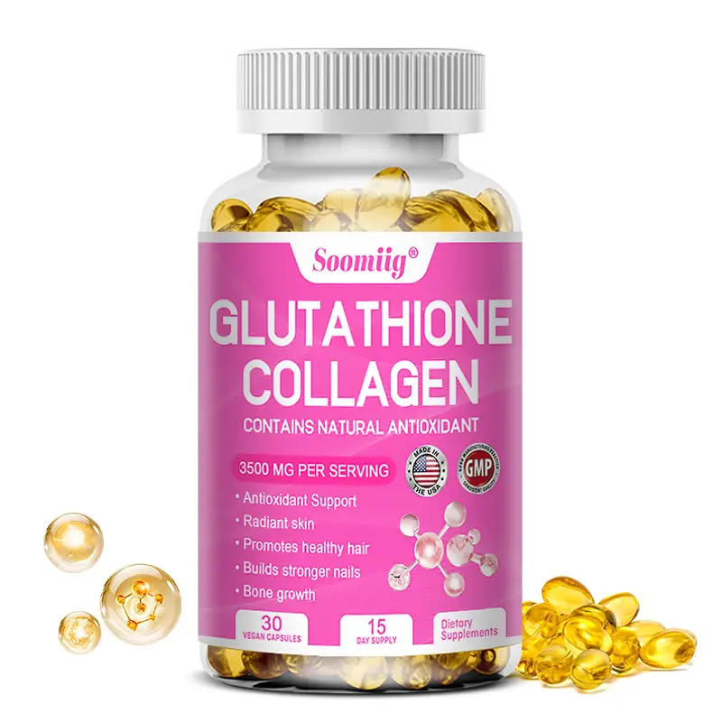 Soomiig Glutathione Collagen Health Supplement with Milk Thistle to Support Healthy Skin, Hair, and Nails and Even Skin Tone - 120 Capsules