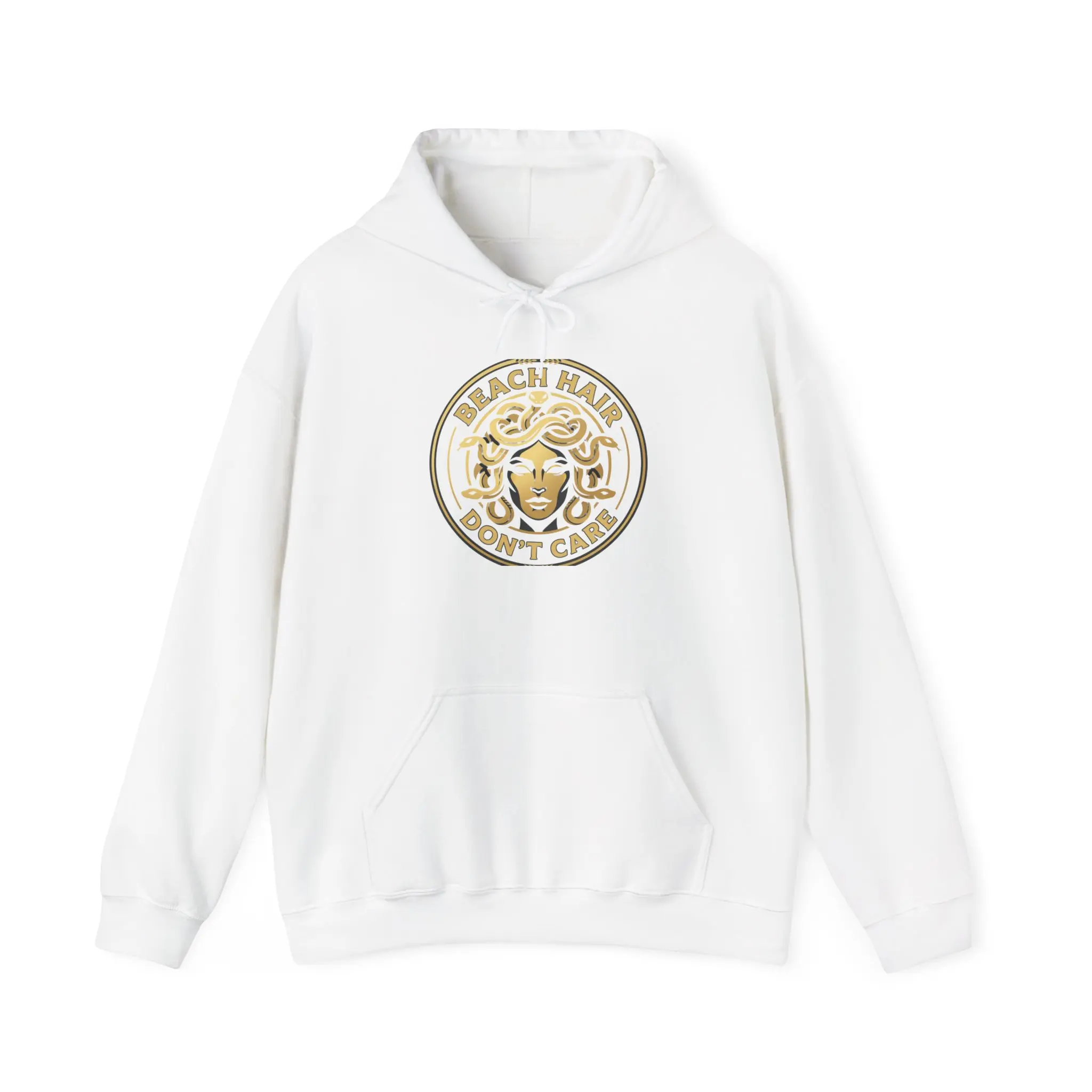 Beach Hair Don’t Care Hoodie | Medusa Seashell Wave Graphic