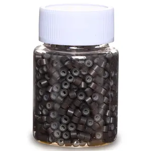 1000 count 4mm Hair Extension Beads, Lined  Rings,MicroLink Beads for Tinsel Fairy Hair Extensions,Dark Brown