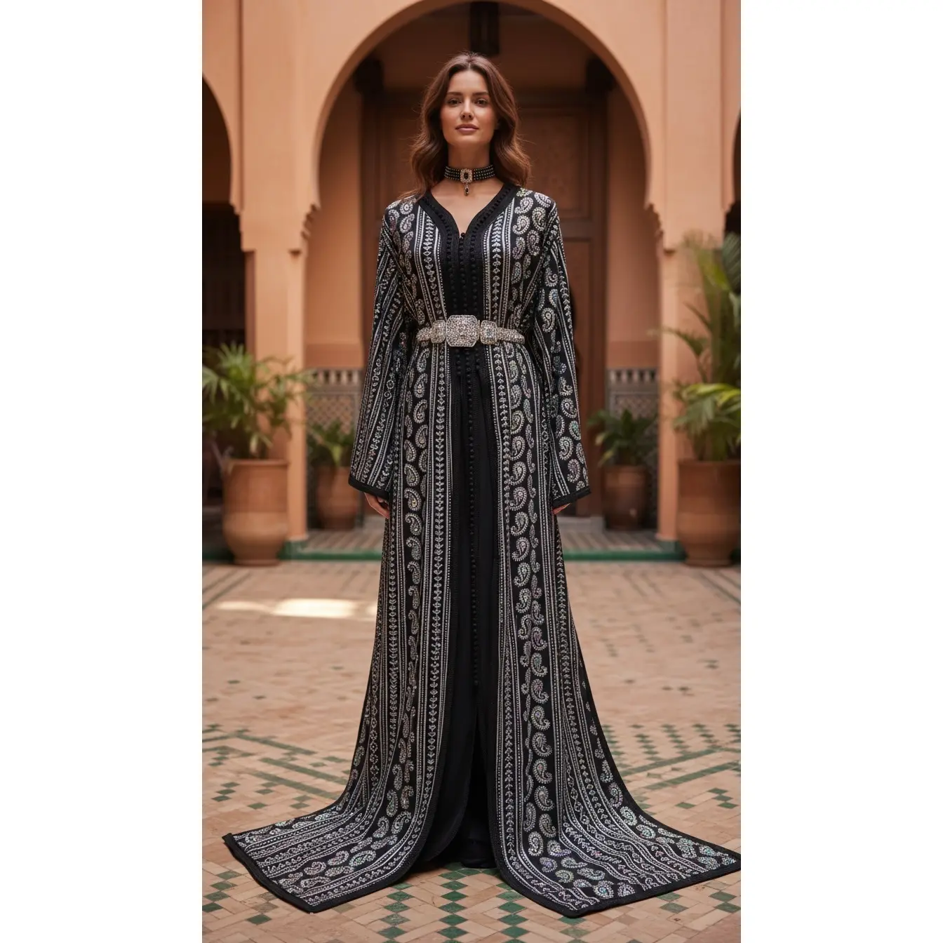 Exotic Black Sari Moroccan Takchita “ Caftan “