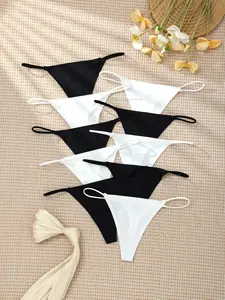 10 Pack Women's Seamless Low Waist Thongs in Elegant Colors, Sexy Bikinis for Daily Wear, Fitted Style Underwear Set, Seamless Panties Set, Seamless Undergarment