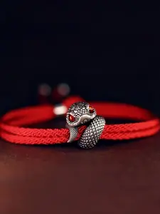 Vintage Silvery Snake-Shaped Bracelet in Red, Blue, Green, Purple, and Black; Unisex Accessory Gift, Couple'S Jewelry, Halloween Present.Daily Vacation Gift From A Best Friend