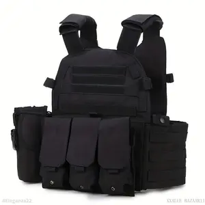Black Tactical Vest Adjustable Outdoor Game Equipment Training Fisng Protective Vest Hand Washable or Dry Cleanable Suitable for All Seasons Wear Fit StyleAEleganza22XXALUE BAZAAR11