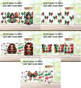 Hispanic UVDTF Bundle 160z Libby Glass Cup Wrap Bundle of 5