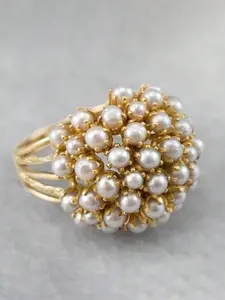 Vintage Faux Pearl Decorated Ring, Pearl Embellished, Fashion Jewelry for Party, Daily Clothing Decor, Trendy All-match & Exquisite Jewelry for Birthday Gift