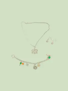 Irish-Inspired Jewelry Bundle - Celtic Sisters 18" Necklace with Celtic Sisters Charm, Tree of Life Earrings, and an Irish-Themed Charm Bracelet