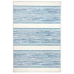 Ellington Stripe Blue Machine Washable Rug 2x3