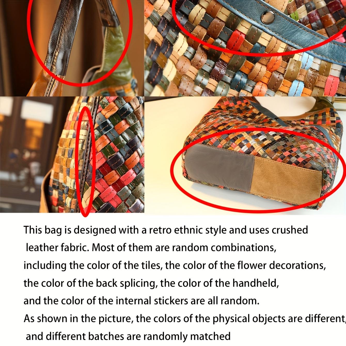 Large Colorful Woven Hobo Bag - Boho Braided Vegan Leather Shoulder Bag - Spacious Multi-color Patchwork Handbag for Women's Daily & Vacation