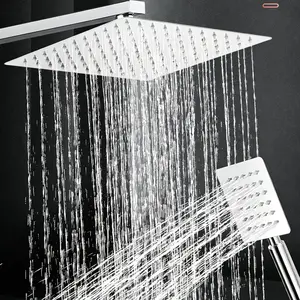 Square Shower Set 10 Inch Ceiling Spray Handheld Shower Pressure Boosted Shower Bathroom Bathing Shower Boost Pressure Rainshower Head