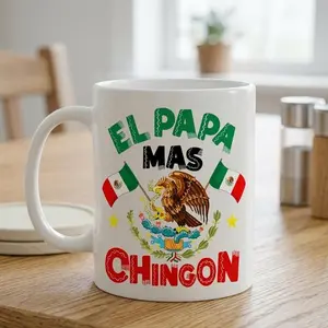 El Papá Mas Chingon El Mamá Mas Chingona Coffee Mug, Modelo Especial Beer Style Cup for Father’s Day Mothers Day, Gift for Latino, Mexican Gift for Him/Her, Reusable Washable Ceramic Drinkware 11oz 15oz