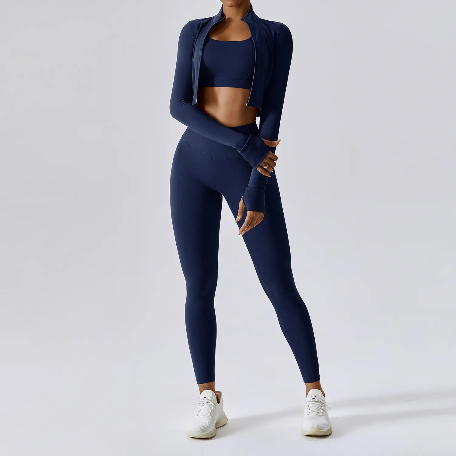 Long sleeved+bra+long pants badge blue