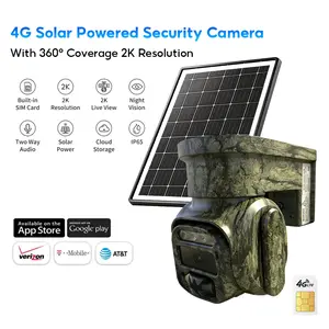 4G LTE Trail Camera Solar Powered– 2K HD Live View 360° Coverage, Two-Way Audio, IP65 Waterproof, Remote APP Controlled, Motion Activated, Night Vision, Outdoor, Data refill is required for Unlimited 4G data usage outdoorfun